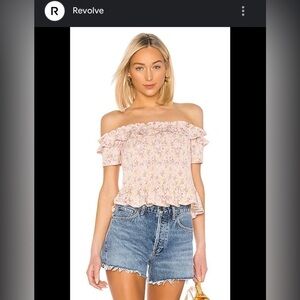 BCBGeneration Cropped Top Small Womens Pink Floral Ruffle Cap Sleeve Pretty XXS